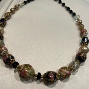 Vintage Italian Murano Glass Wedding Cake Beaded Necklace